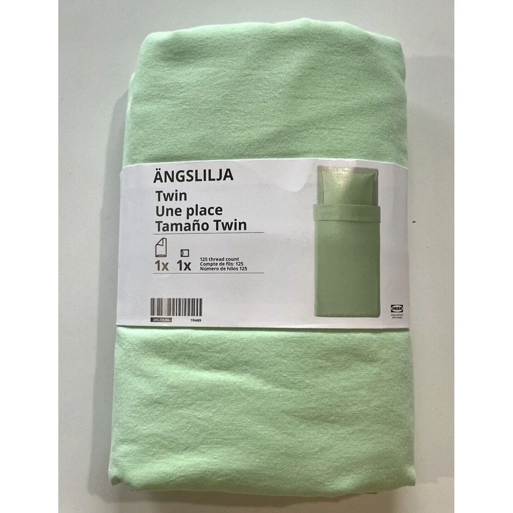 New IKEA ANGSLILJA Twin Duvet Cover with Pillowcase Light Green bed Set